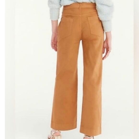 J. Crew Full Length Wide Leg Chino Trousers Camel Brown High Rise 30 Preppy - Picture 7 of 15